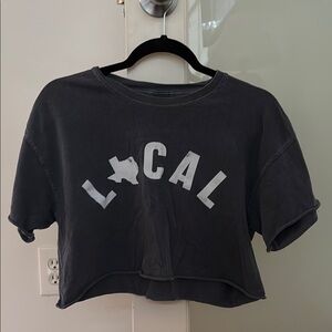 Local Graphic Cropped T-Shirt - navy blue and white